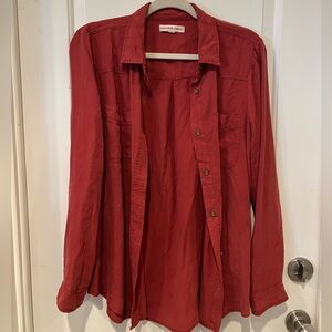 Rusty Red Casual Button-Down Shirt